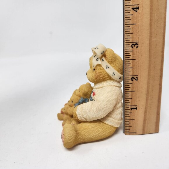 1998 Cherished Teddies 302988 Bear with Bow Holding Three Bears Figurine "If a M - Picture 5 of 12